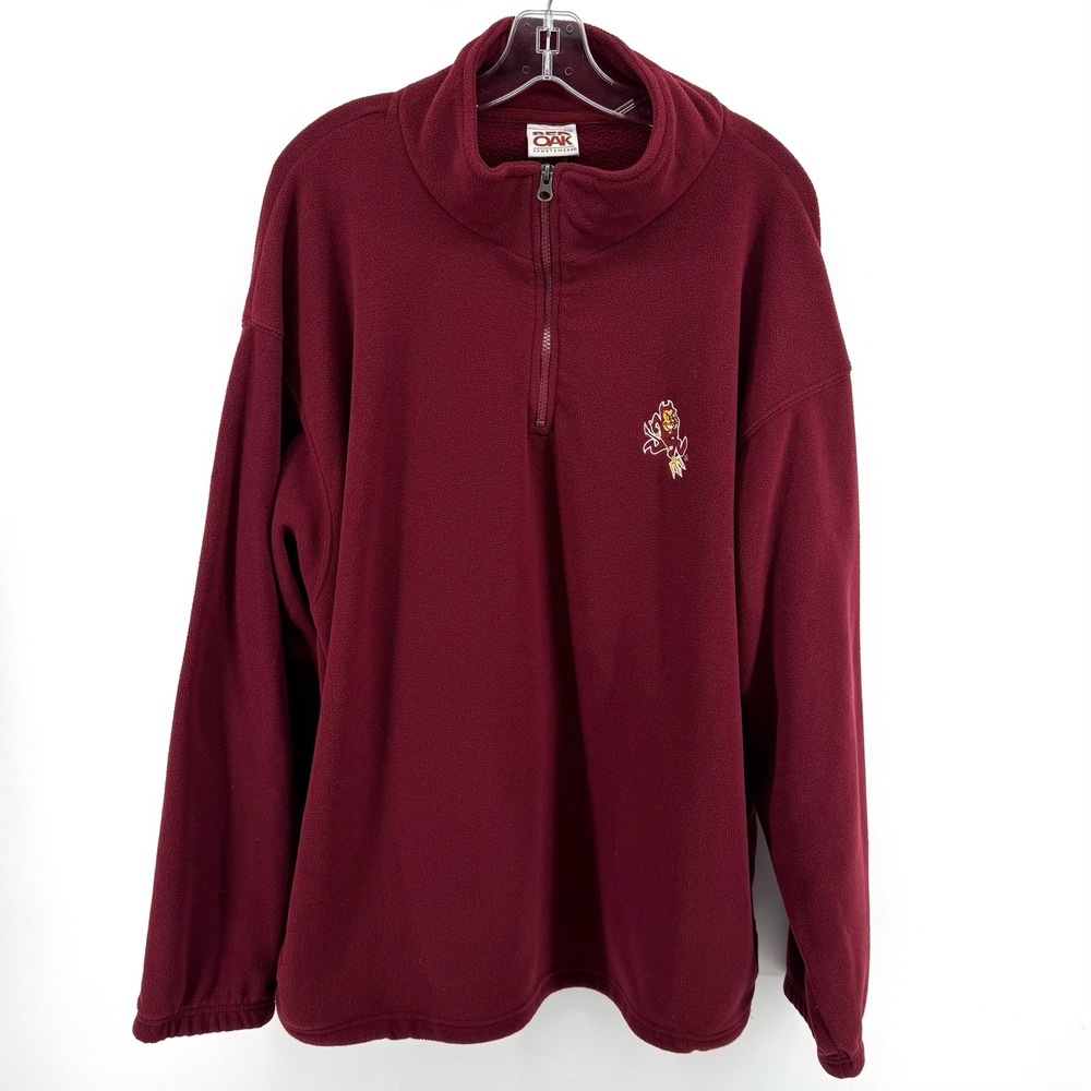 Arizona State Sun Devils Pullover Mens 2XL Maroon Gold Fleece Quarter Zip Sparky